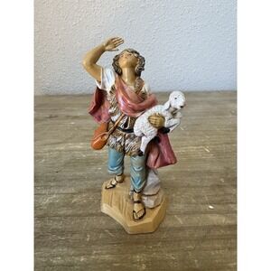 Fontanini Micah The Shepherd Carrying a Sheep Italian Nativity Village Figurine
